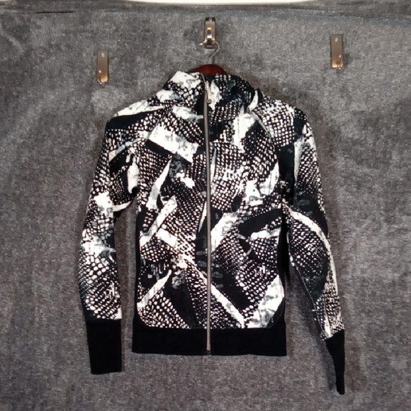 Lululemon Scuba Hoodie Black N White Jacket Womens Size 2 - Picture 1 of 10